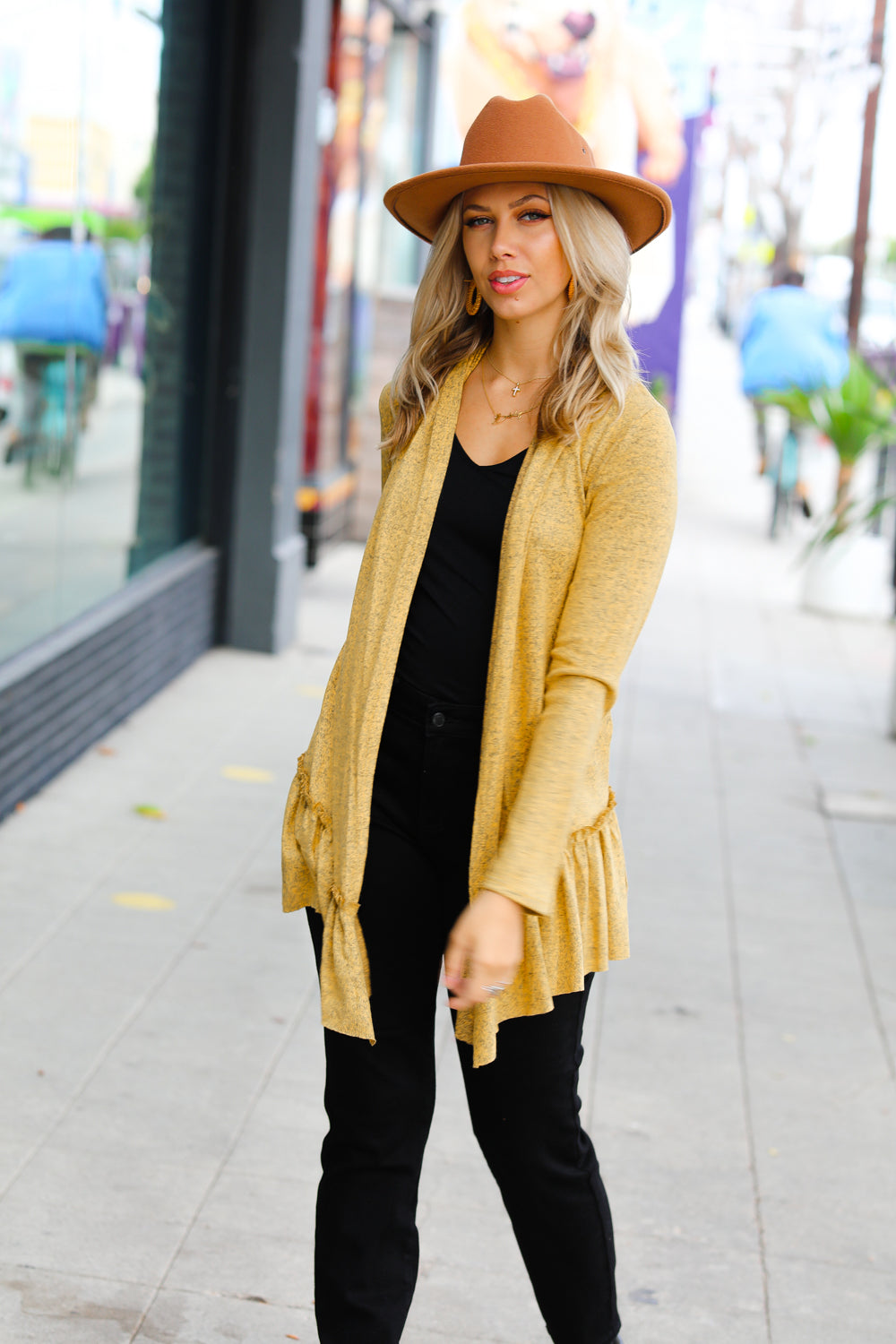 Love The Day Mustard Two-Tone Cardigan