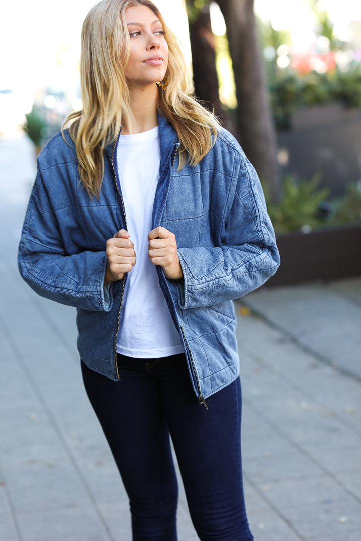 Your Best Life Denim Cotton Quilted Jacket