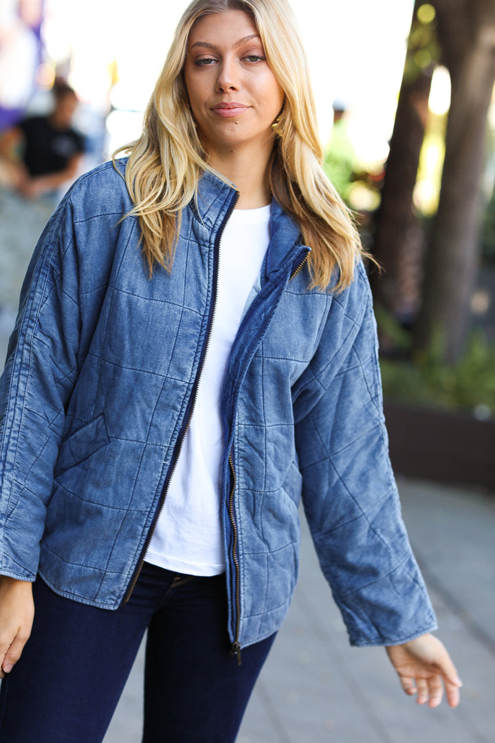 Your Best Life Denim Cotton Quilted Jacket