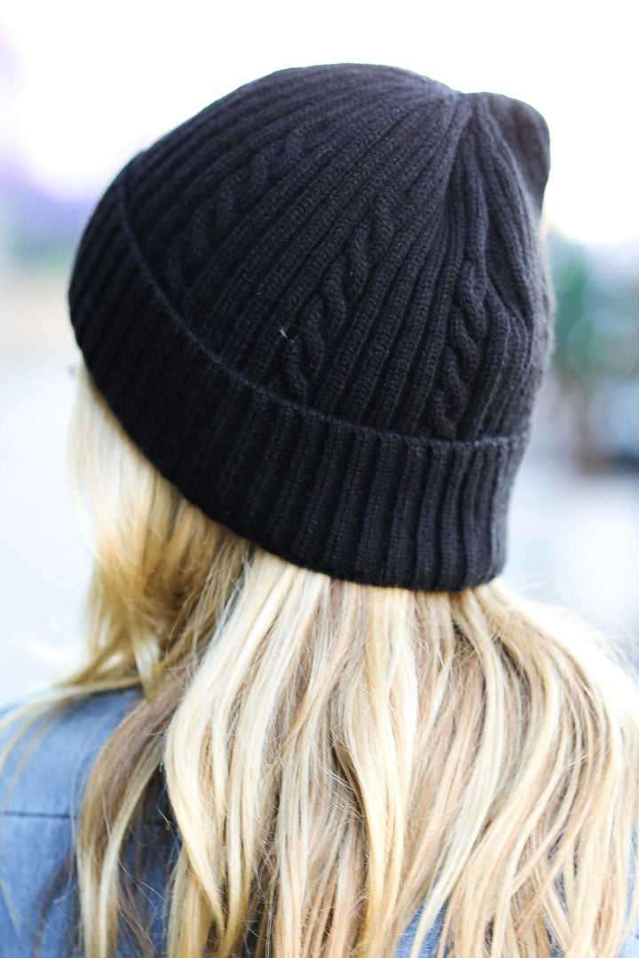All About Classics - Cable-Knit Beanie - Black