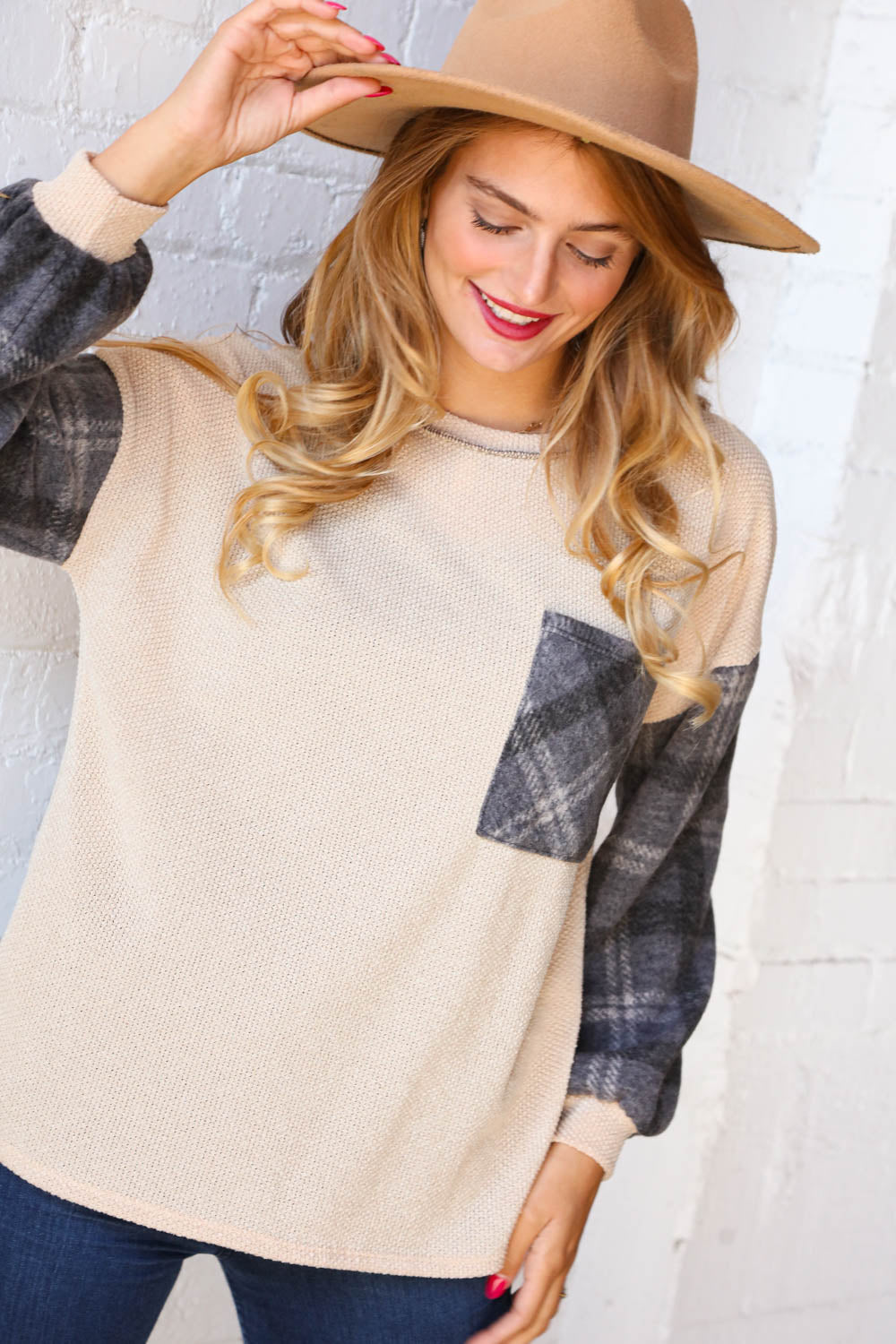 Lazy Day Plaid Knit Top