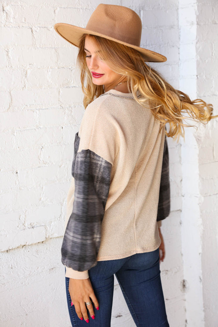 Lazy Day Plaid Knit Top