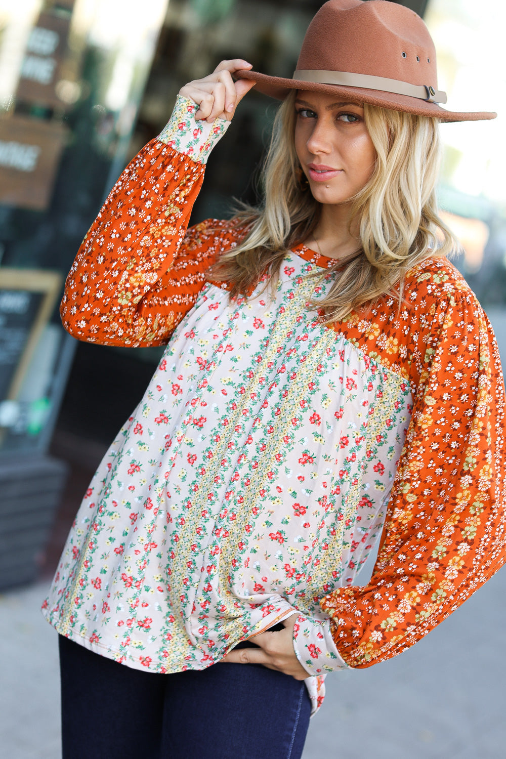 Down Home Bubble-Sleeve Top