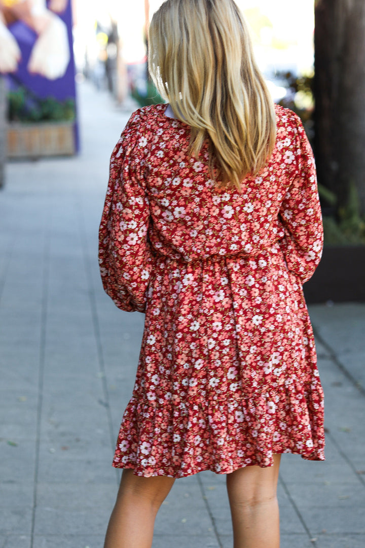 Easy Chic - Burgundy Floral Dress