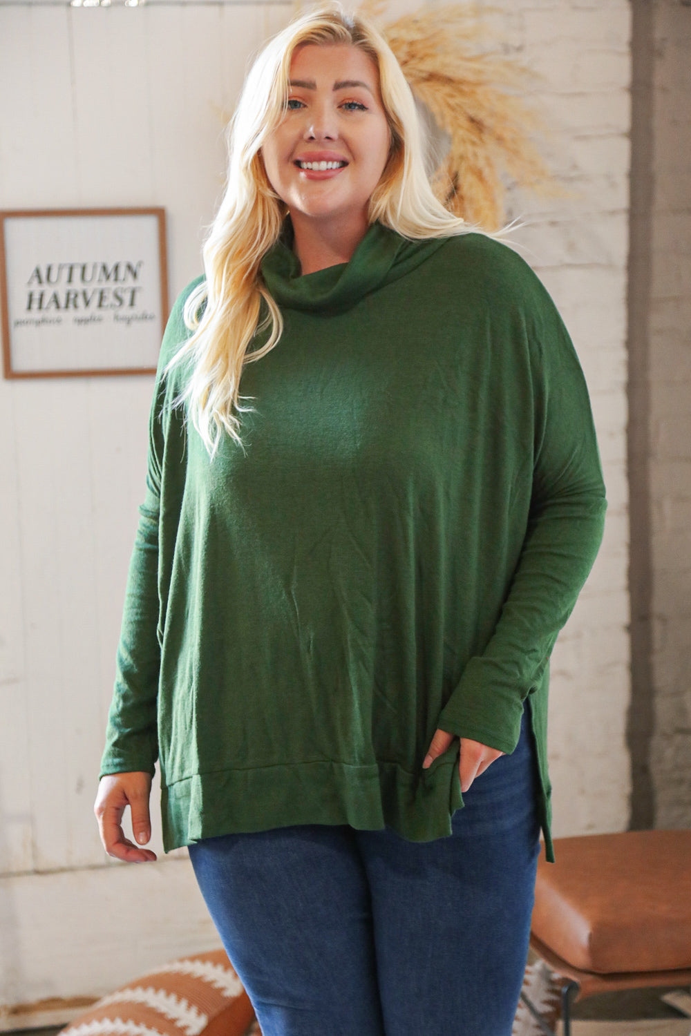 Feels-Like-Cashmere Green Turtleneck Sweater