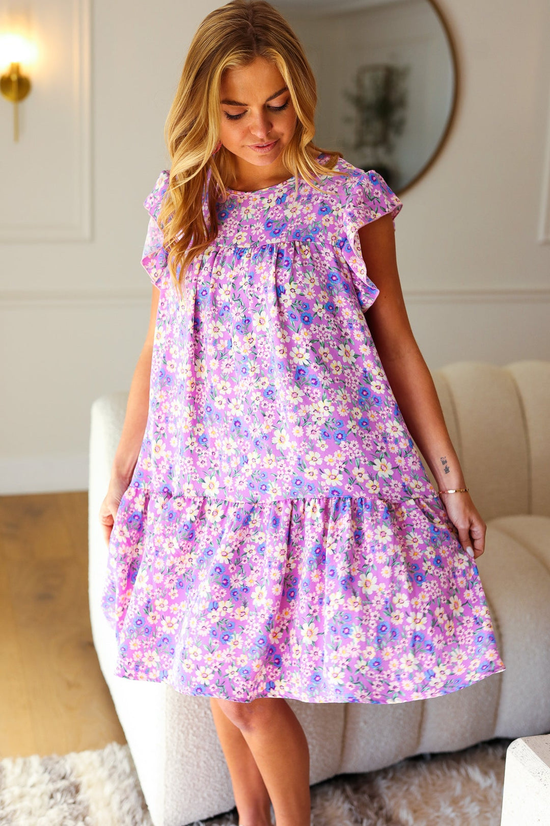 Lilac Meadows - Floral Tiered Dress