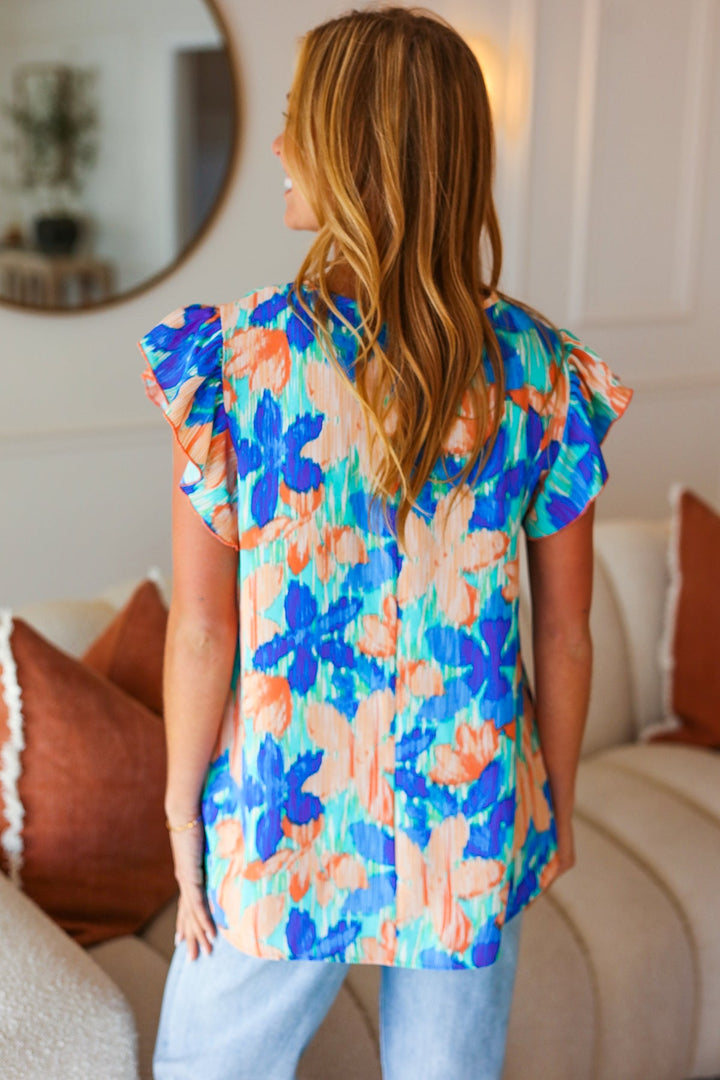 In The Tropics Floral Top - Turquoise - Joy & Country