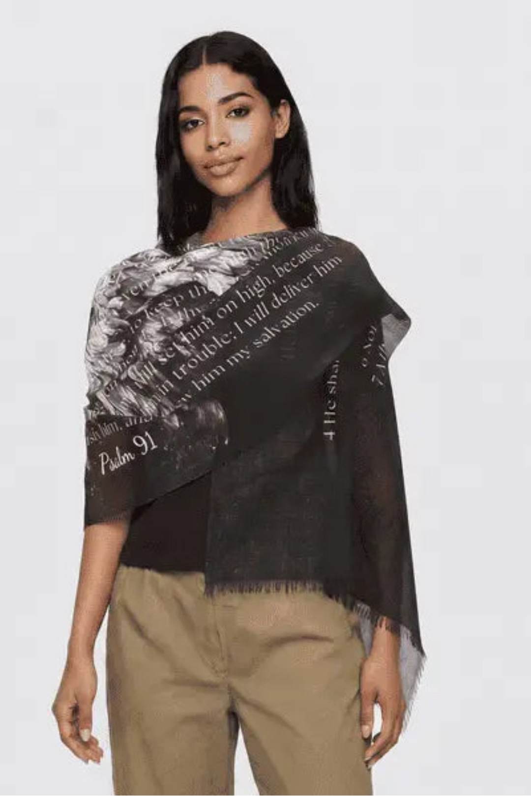 Psalm 91 Scripture With Wings - Semi-Translucent Lightweight Inspirational Wrap Scarf   Scarves Joy & Country