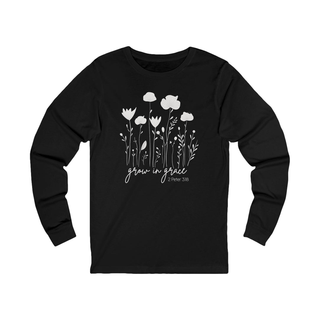 Grow In Grace – 2 Peter 3:18 – Field of Flowers - Unisex Long-Sleeve Tee   Long-sleeve Joy & Country