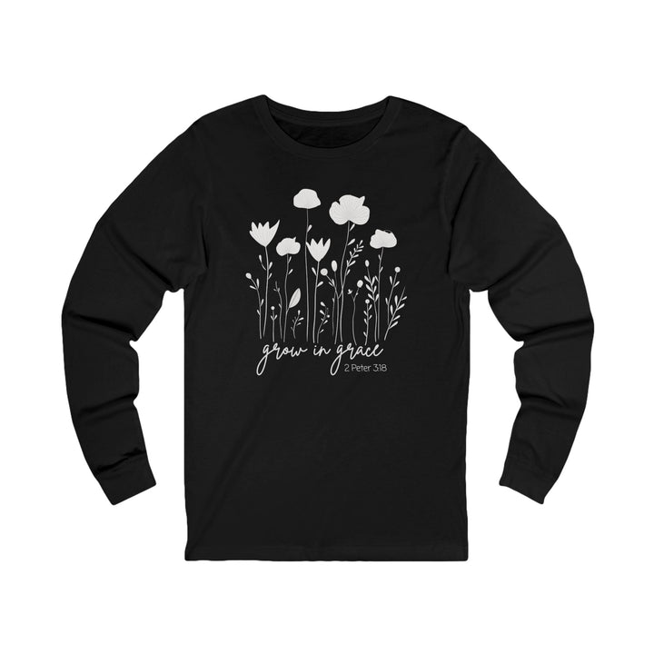 Grow In Grace – 2 Peter 3:18 – Field of Flowers - Unisex Long-Sleeve Tee   Long-sleeve Joy & Country