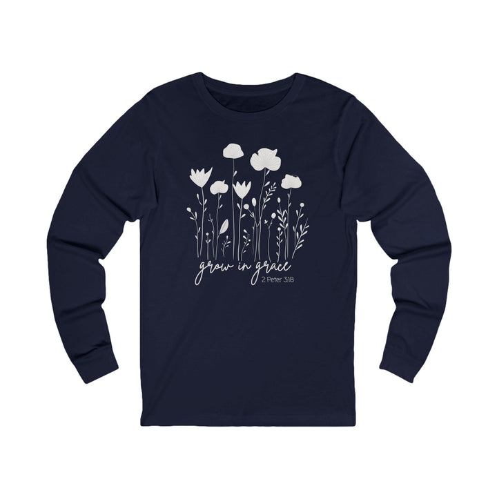 Grow In Grace – 2 Peter 3:18 – Field of Flowers - Unisex Long-Sleeve Tee   Long-sleeve Joy & Country