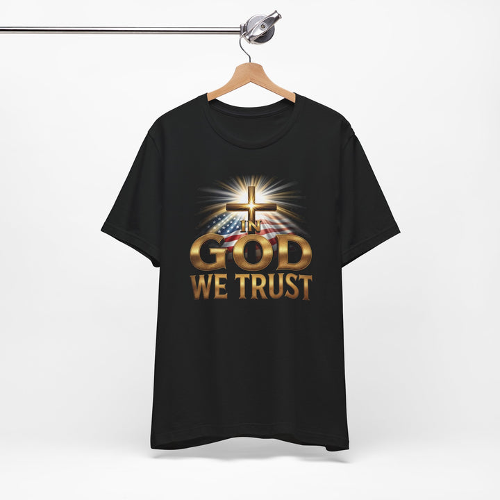 In God We Trust With Cross and Flag - Unisex Crew-Neck Tee - Joy & Country