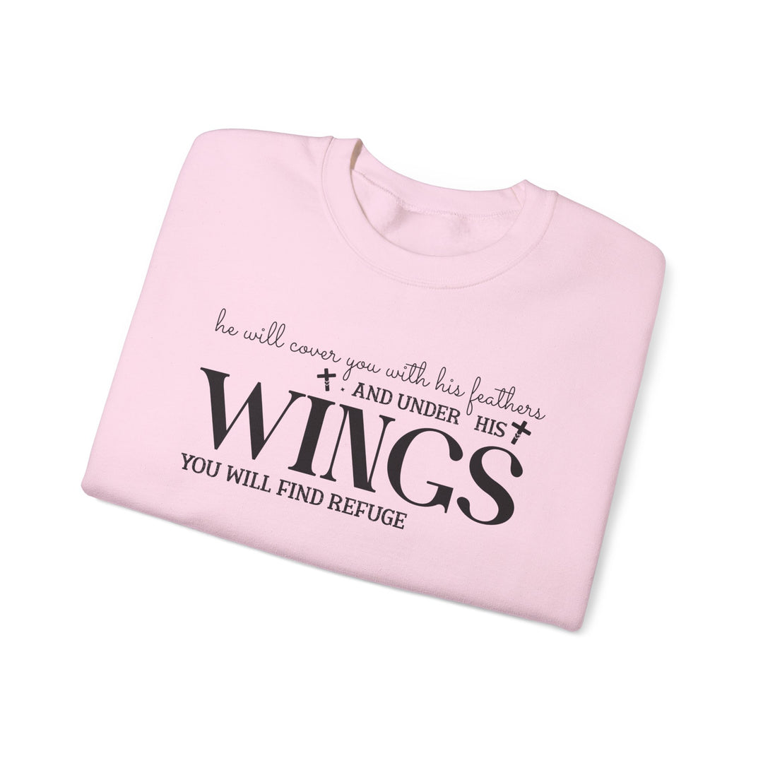 Under His Wings You Will Find Refuge Psalm 91 (Sleeve Print) - Unisex Crewneck Sweatshirt - Joy & Country