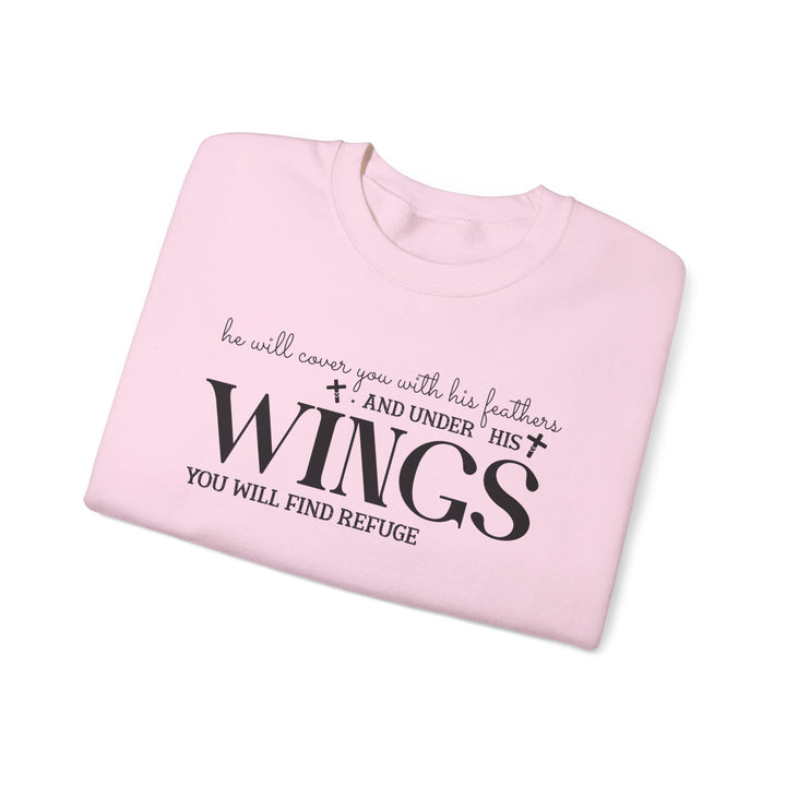 Under His Wings You Will Find Refuge Psalm 91 (Sleeve Print) - Unisex Crewneck Sweatshirt - Joy & Country