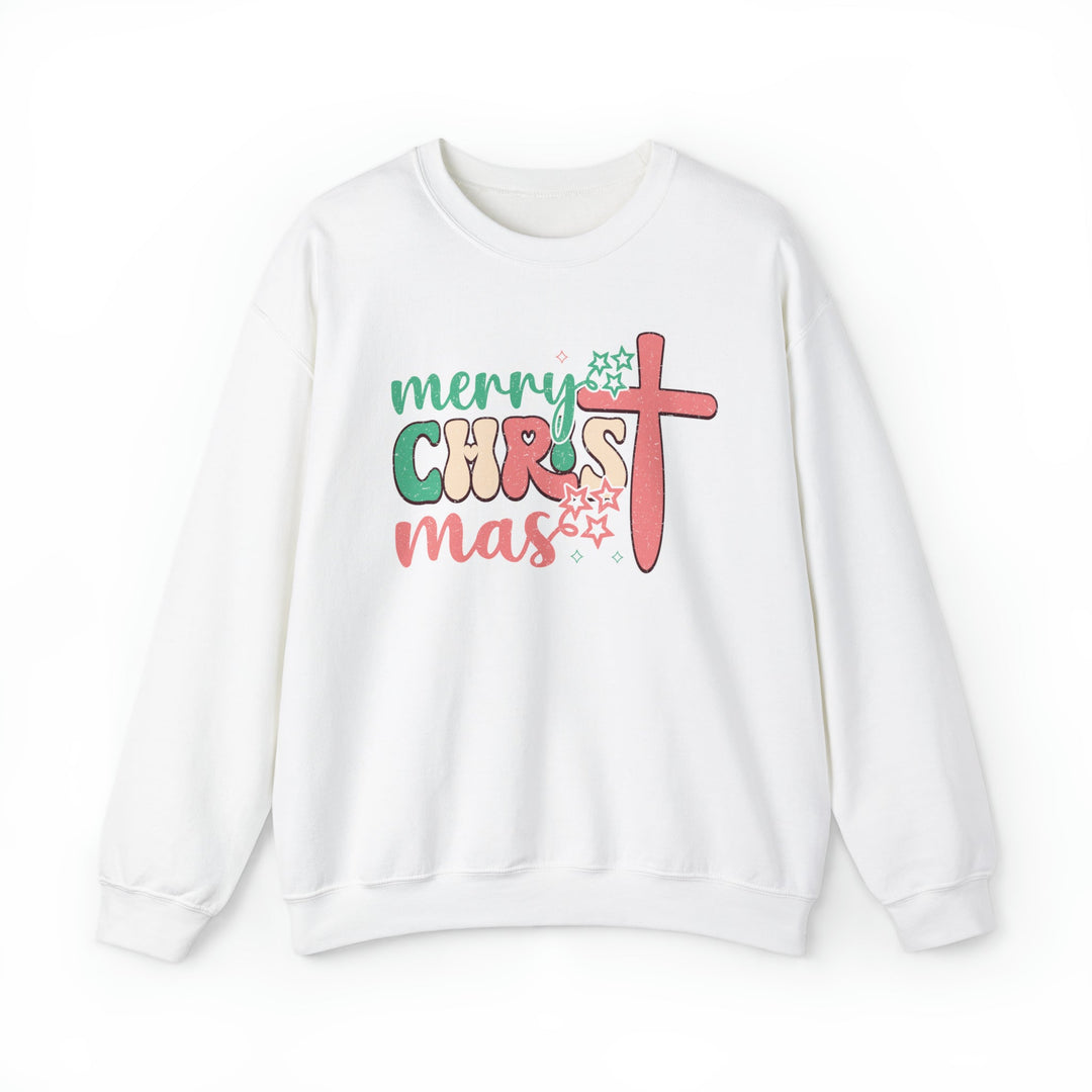 Merry Christ-mas Vintage With Cross - Unisex Crew-Neck Sweatshirt   Sweatshirt Joy & Country