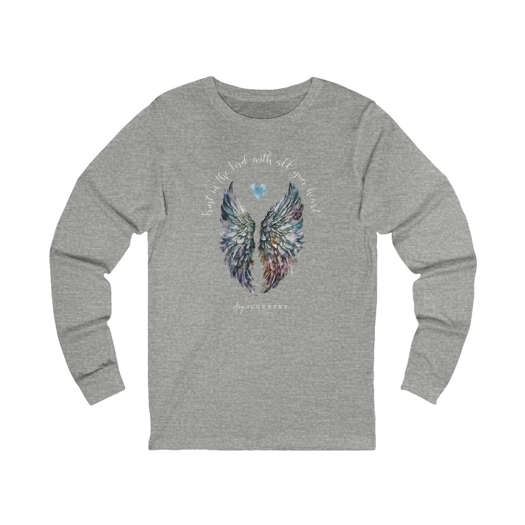 Trust In The Lord With All Your Heart - Watercolor Angel Wings - Unisex Long-Sleeve Tee