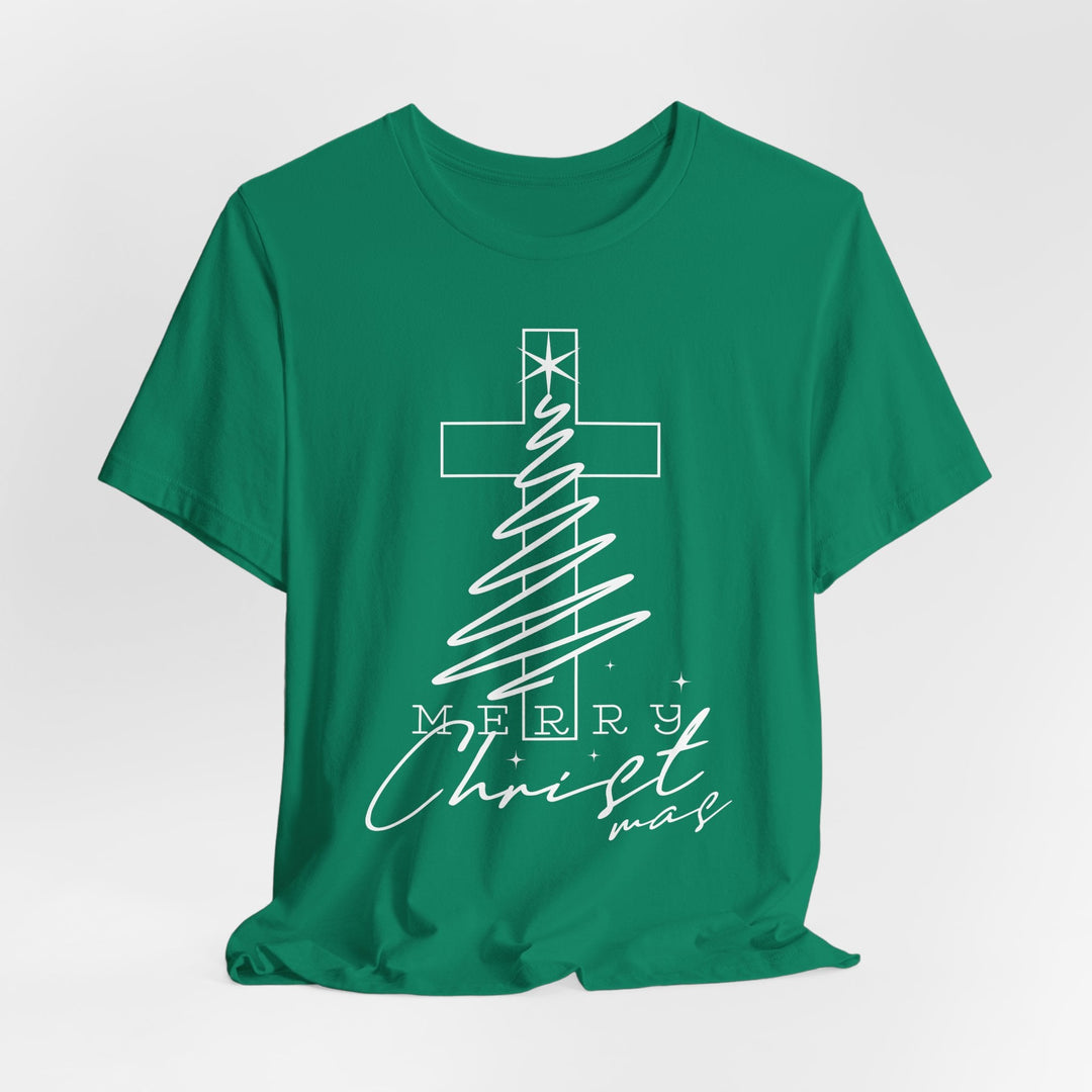 Merry Christ-mas With Cross - Unisex Crew-Neck Tee   T-Shirt Joy & Country