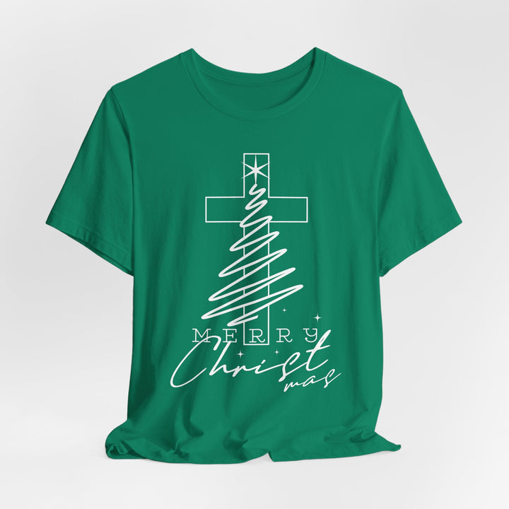 Merry Christ-mas With Cross - Unisex Crew-Neck Tee   T-Shirt Joy & Country