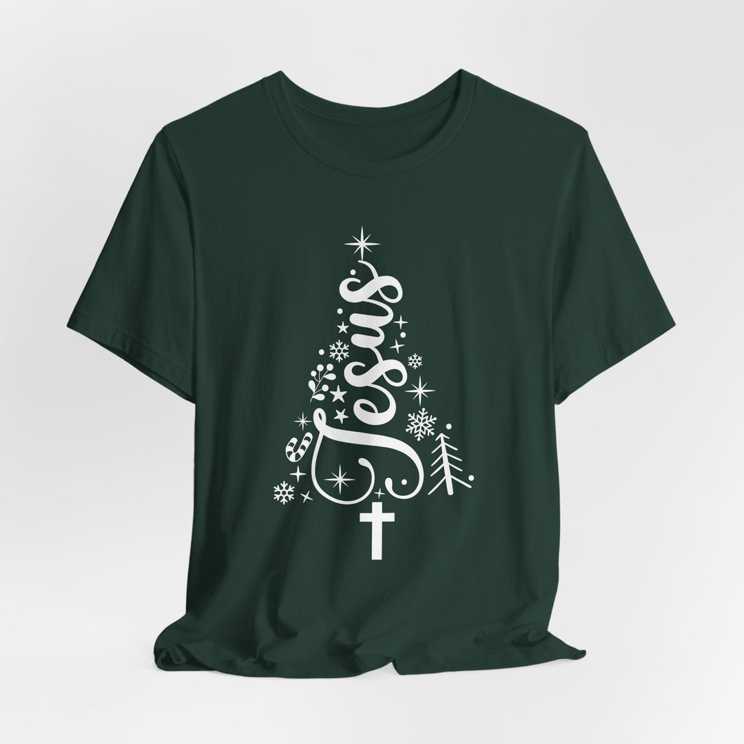 Jesus Intertwined Christmas Tree - Unisex Crew-Neck Tee   T-Shirt Joy & Country