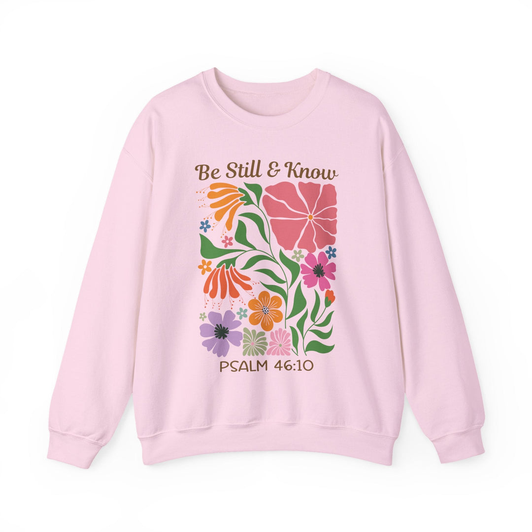 Be Still & Know Psalm 46:10 Floral Display - Unisex Crew-Neck Sweatshirt   Sweatshirt Joy & Country
