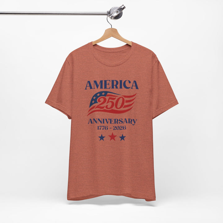 America 250th Anniversary Flag 1776-2026 With Stars - Unisex Crew-Neck Tee   T-Shirt Joy & Country