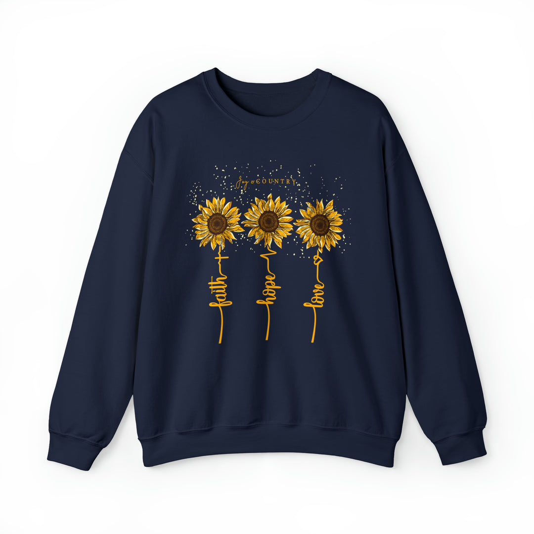Faith, Hope & Love Sunflowers - Unisex Crew-Neck Sweatshirt