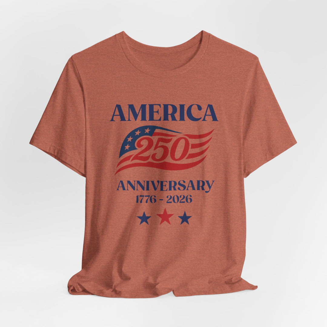 America 250th Anniversary Flag 1776-2026 With Stars - Unisex Crew-Neck Tee   T-Shirt Joy & Country