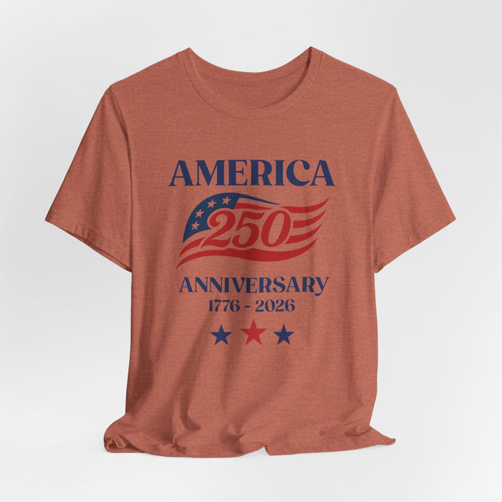 America 250th Anniversary Flag 1776-2026 With Stars - Unisex Crew-Neck Tee   T-Shirt Joy & Country
