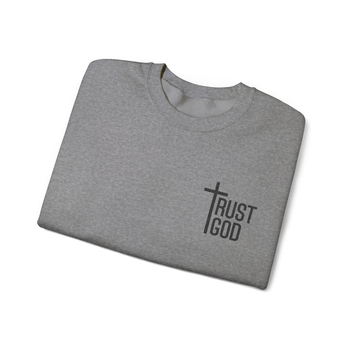 [Embroidered] Trust God Cross Design - Unisex Crew-Neck Sweatshirt   Sweatshirt Joy & Country