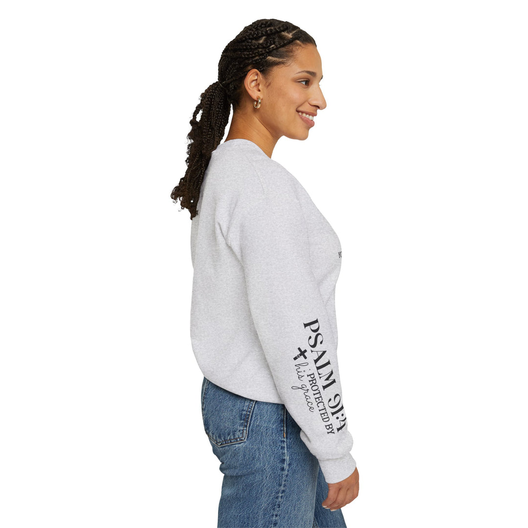 Under His Wings You Will Find Refuge Psalm 91 (Sleeve Print) - Unisex Crewneck Sweatshirt - Joy & Country