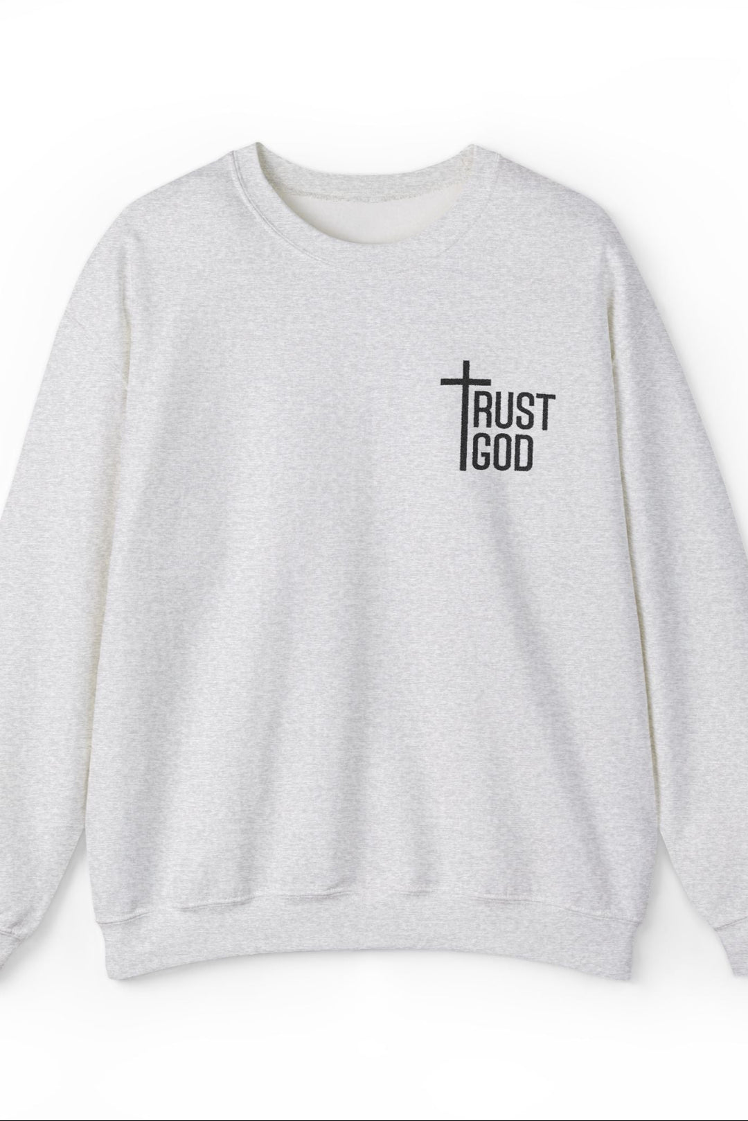 [Embroidered] Trust God Cross Design - Unisex Crew-Neck Sweatshirt   Sweatshirt Joy & Country
