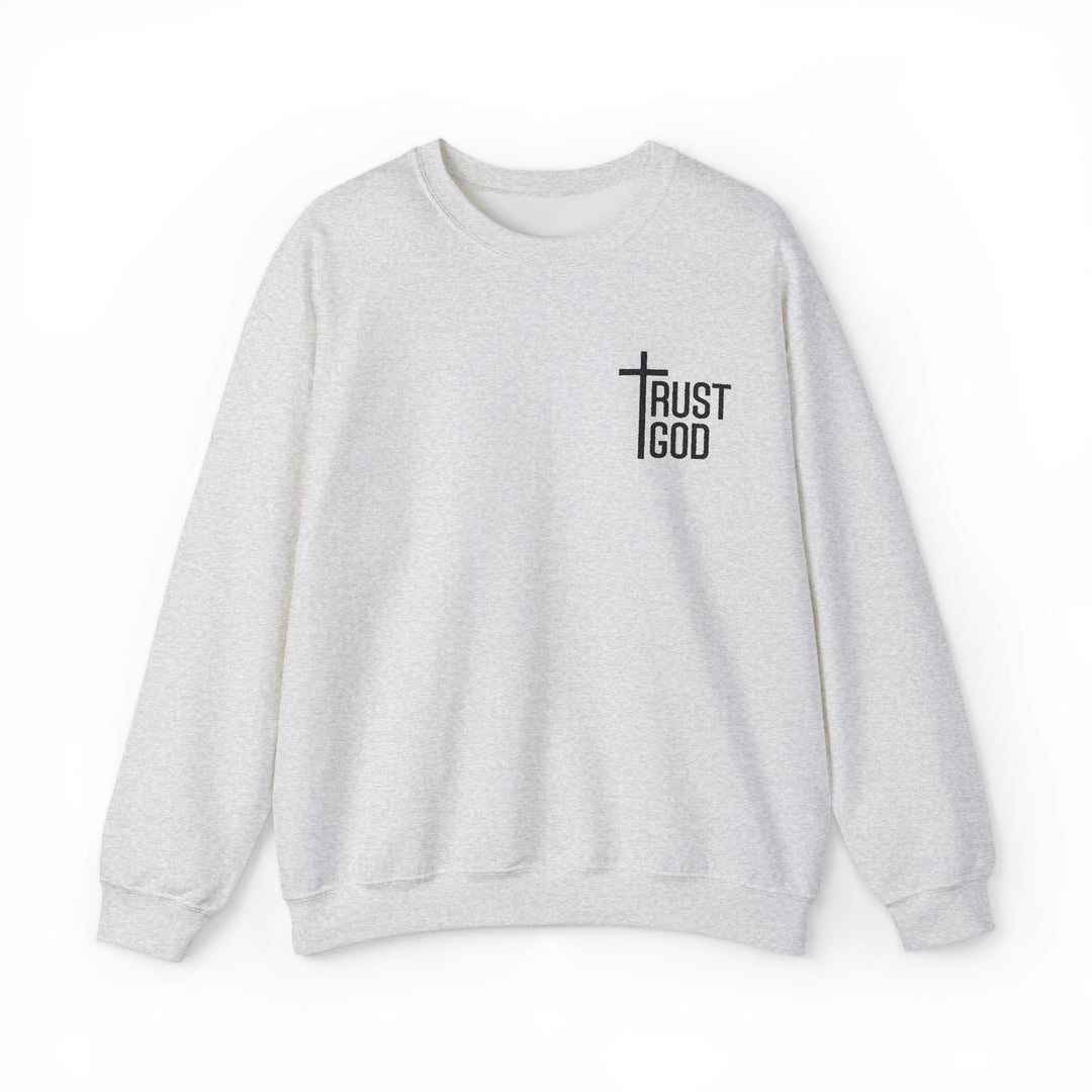 [Embroidered] Trust God Cross Design - Unisex Crew-Neck Sweatshirt   Sweatshirt Joy & Country