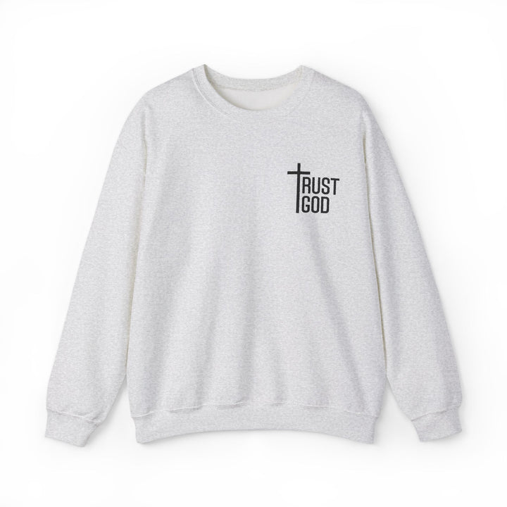 [Embroidered] Trust God Cross Design - Unisex Crew-Neck Sweatshirt   Sweatshirt Joy & Country