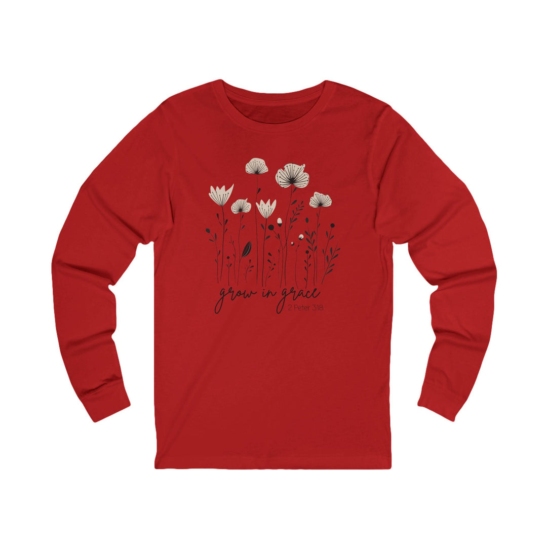 Grow In Grace – 2 Peter 3:18 – Field of Flowers - Unisex Long-Sleeve Tee   Long-sleeve Joy & Country