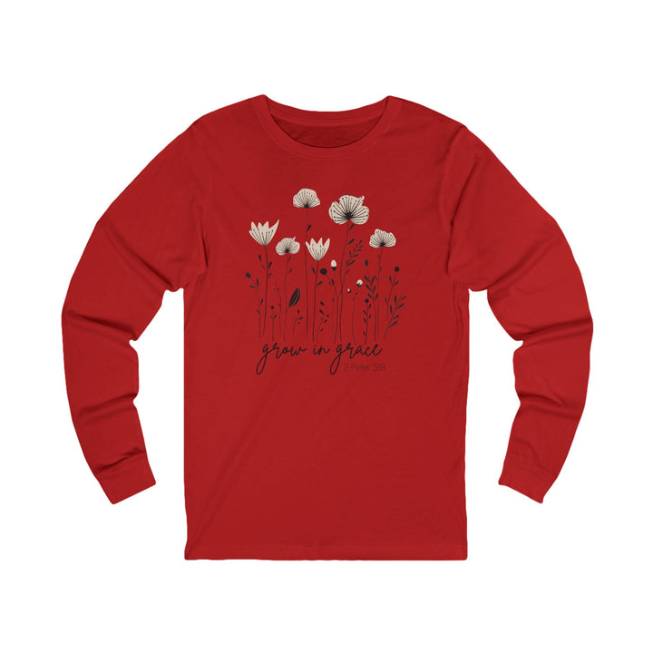 Grow In Grace – 2 Peter 3:18 – Field of Flowers - Unisex Long-Sleeve Tee   Long-sleeve Joy & Country