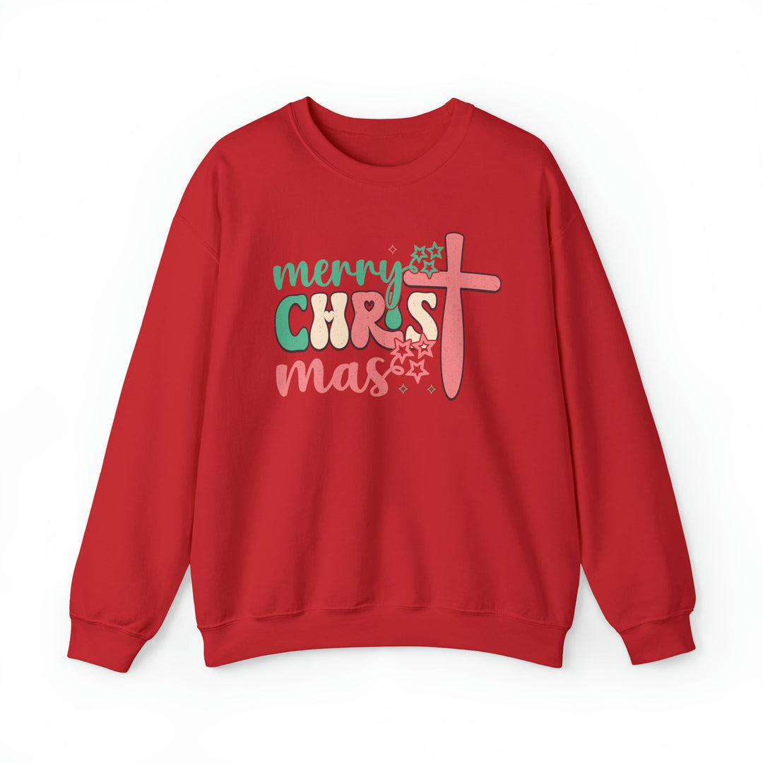 Merry Christ-mas Vintage With Cross - Unisex Crew-Neck Sweatshirt   Sweatshirt Joy & Country