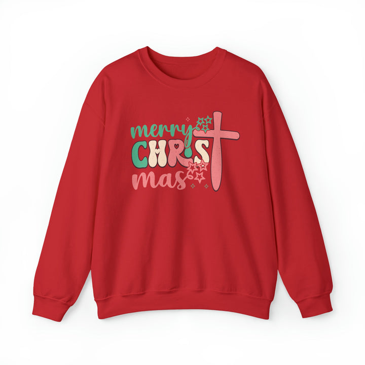 Merry Christ-mas Vintage With Cross - Unisex Crew-Neck Sweatshirt   Sweatshirt Joy & Country