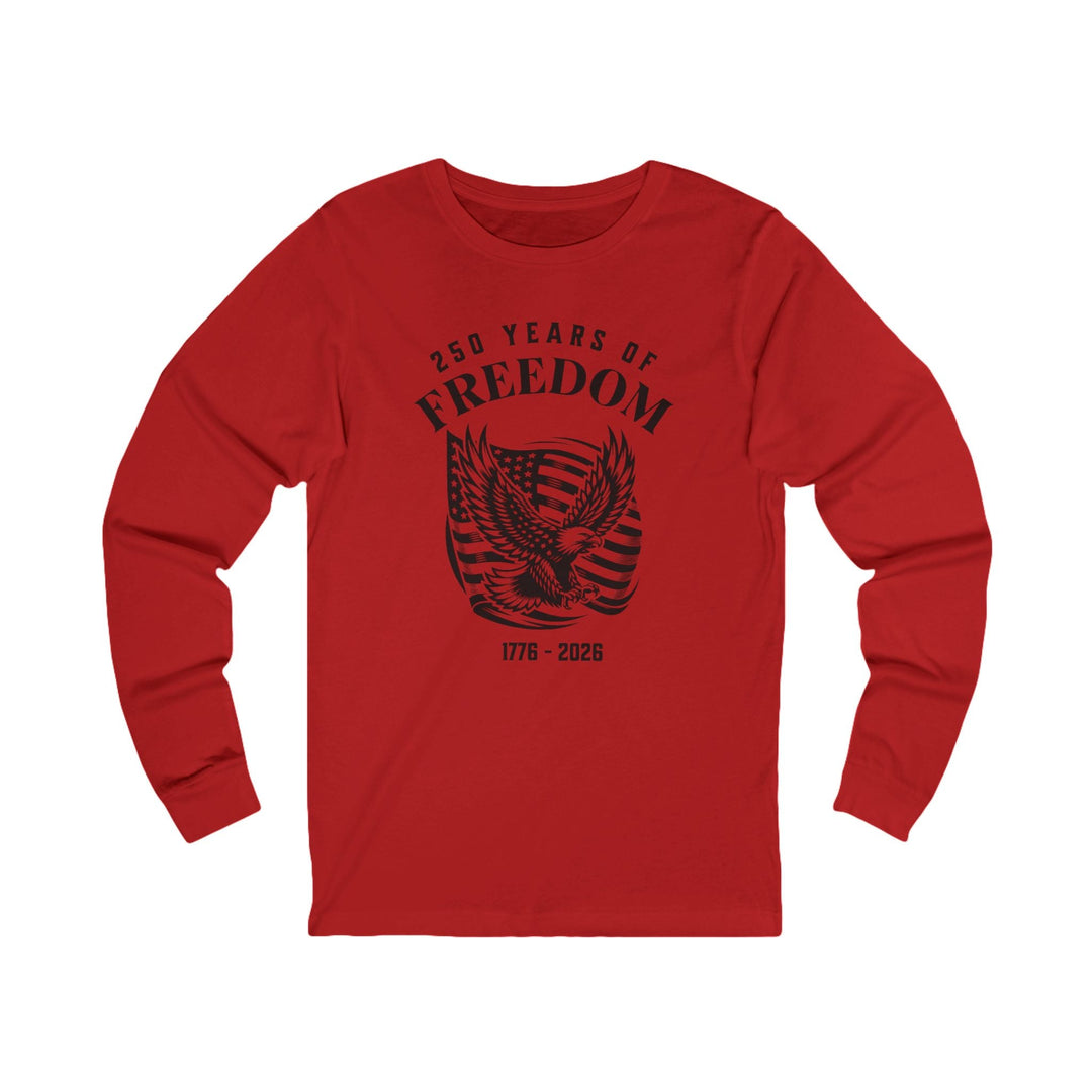 250 Years Of Freedom Waving Flag Eagle 1776-2026 - Unisex Long Sleeve Tee   Long-sleeve Joy & Country