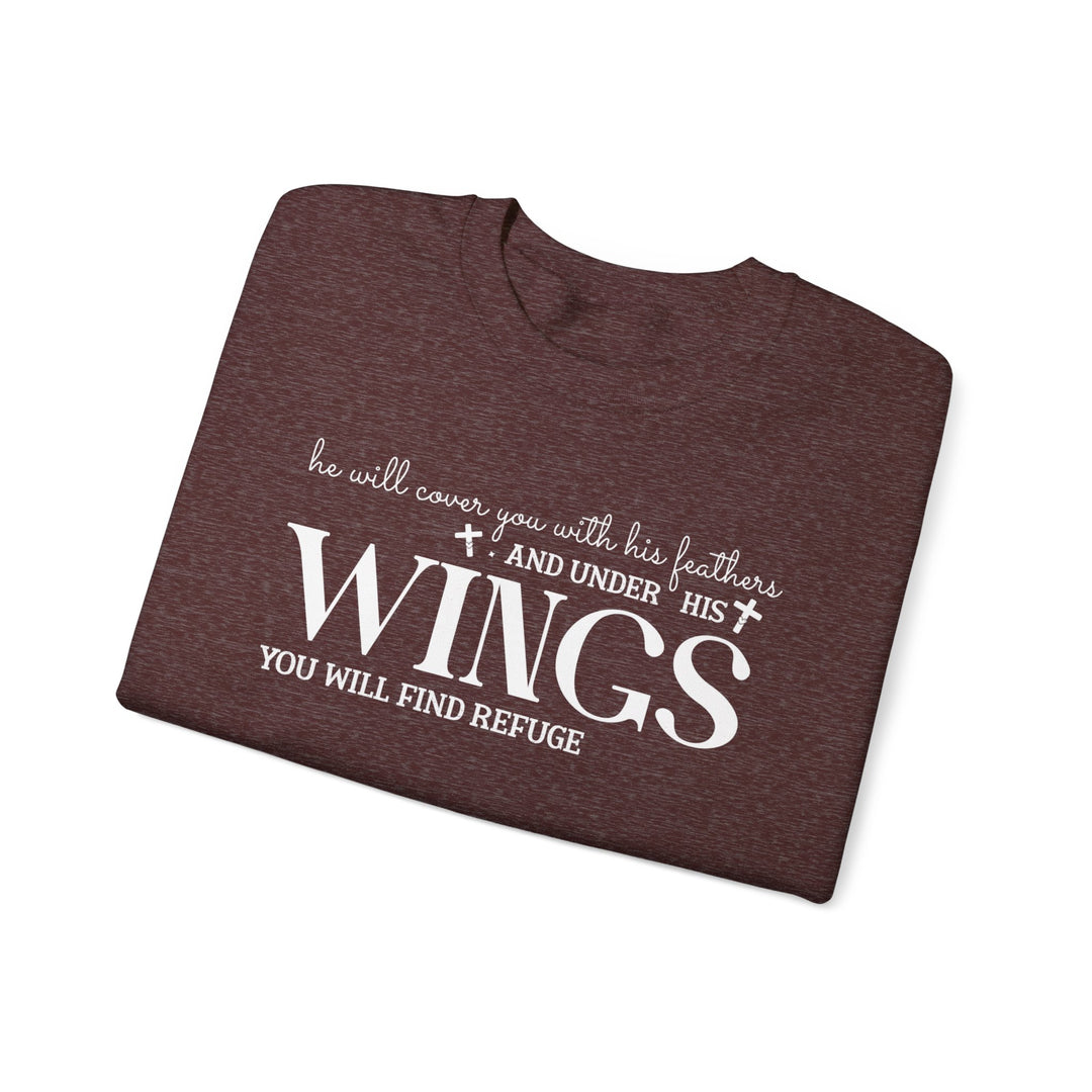 Under His Wings You Will Find Refuge Psalm 91 (Sleeve Print) - Unisex Crewneck Sweatshirt - Joy & Country