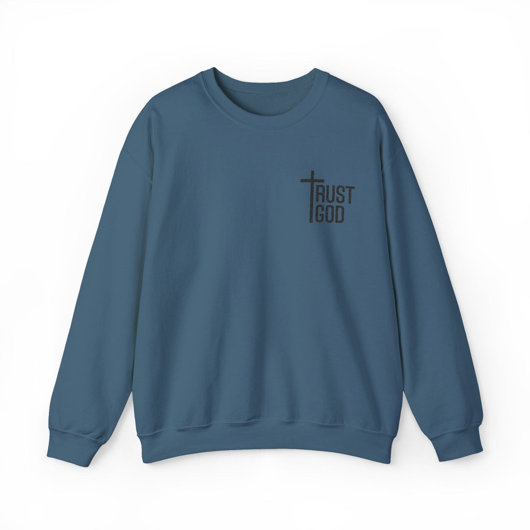 [Embroidered] Trust God Cross Design - Unisex Crew-Neck Sweatshirt   Sweatshirt Joy & Country