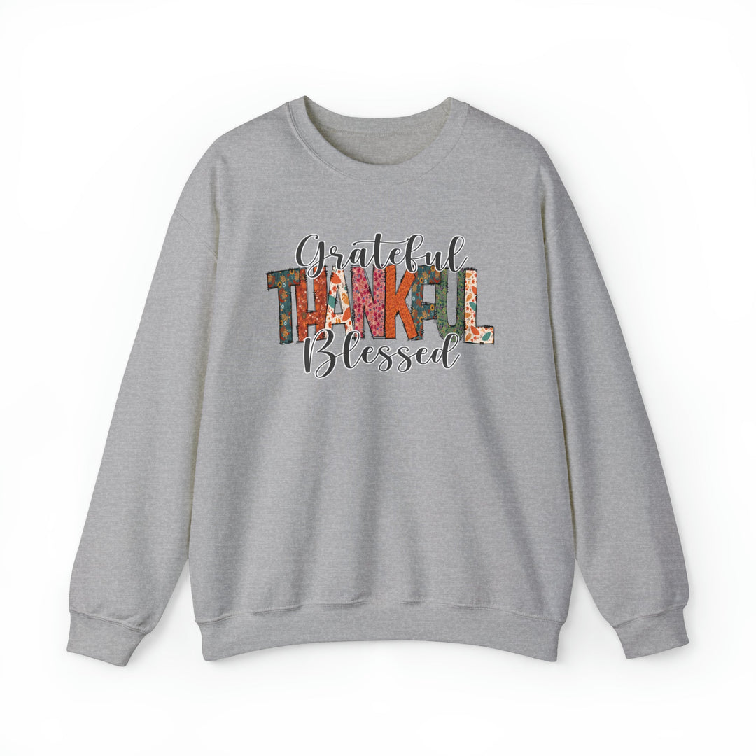 Grateful, Thankful, Blessed Patterns - Unisex Crew-Neck Sweatshirt   Sweatshirt Joy & Country