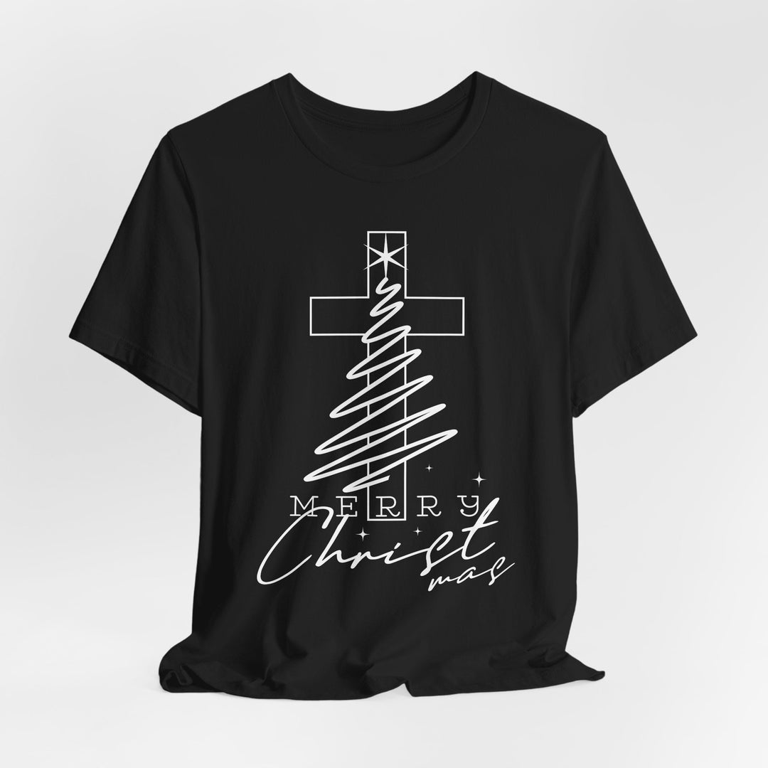 Merry Christ-mas With Cross - Unisex Crew-Neck Tee   T-Shirt Joy & Country
