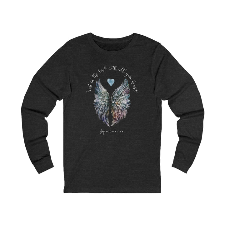 Trust In The Lord With All Your Heart - Watercolor Angel Wings - Unisex Long-Sleeve Tee