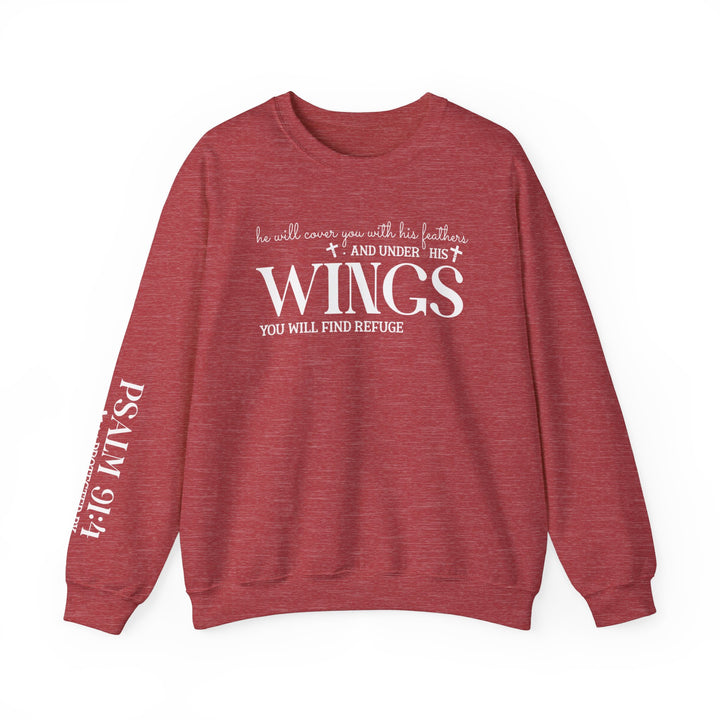 Under His Wings You Will Find Refuge Psalm 91 (Sleeve Print) - Unisex Crewneck Sweatshirt - Joy & Country