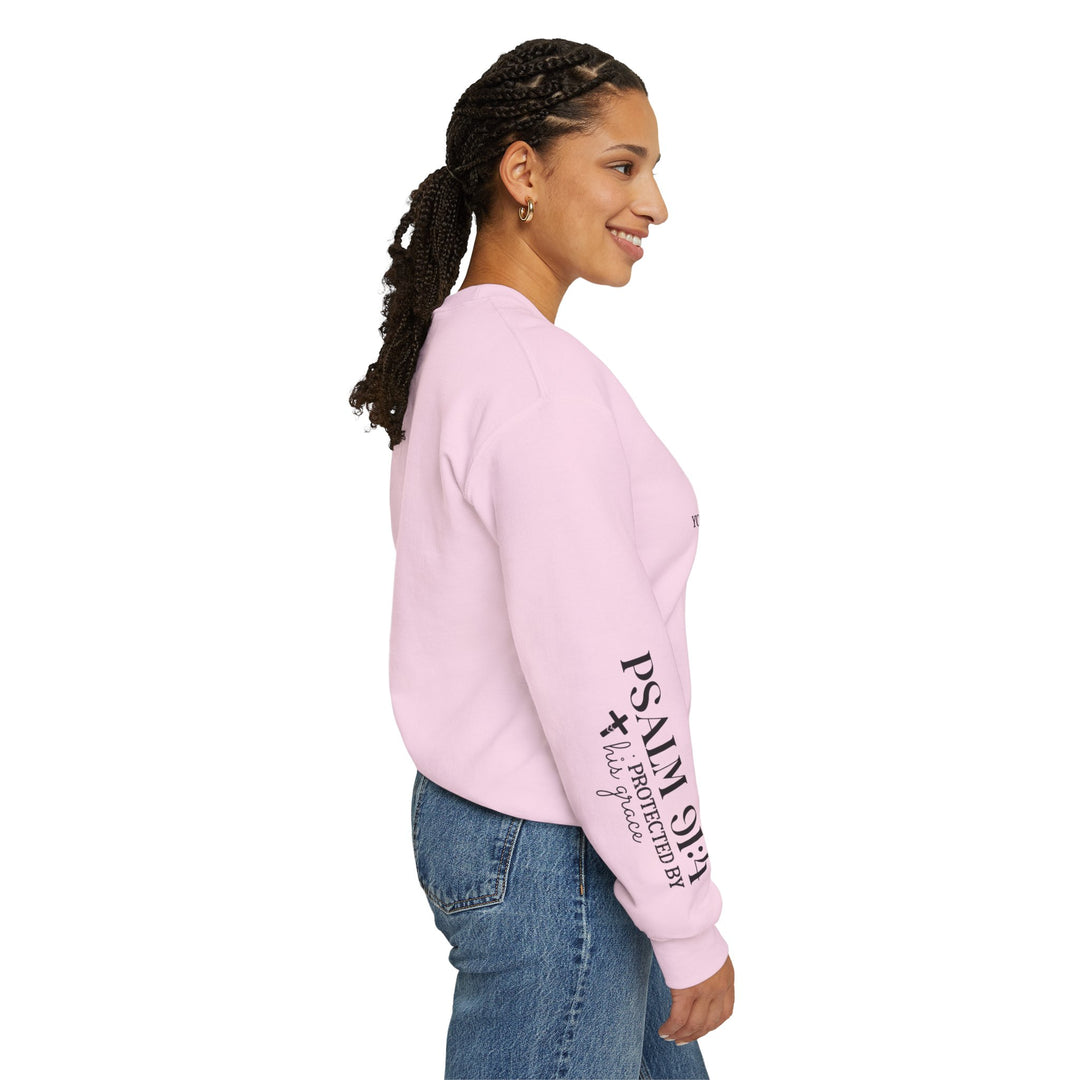 Under His Wings You Will Find Refuge Psalm 91 (Sleeve Print) - Unisex Crewneck Sweatshirt - Joy & Country