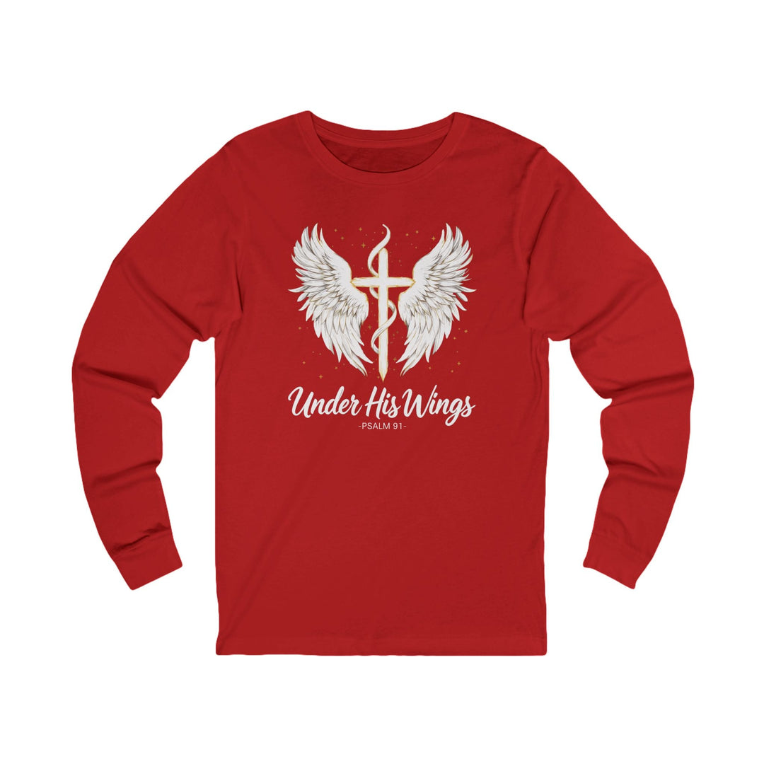Under His Wings - Psalm 91 With Cross - Unisex Long-Sleeve Tee   Long-sleeve Joy & Country