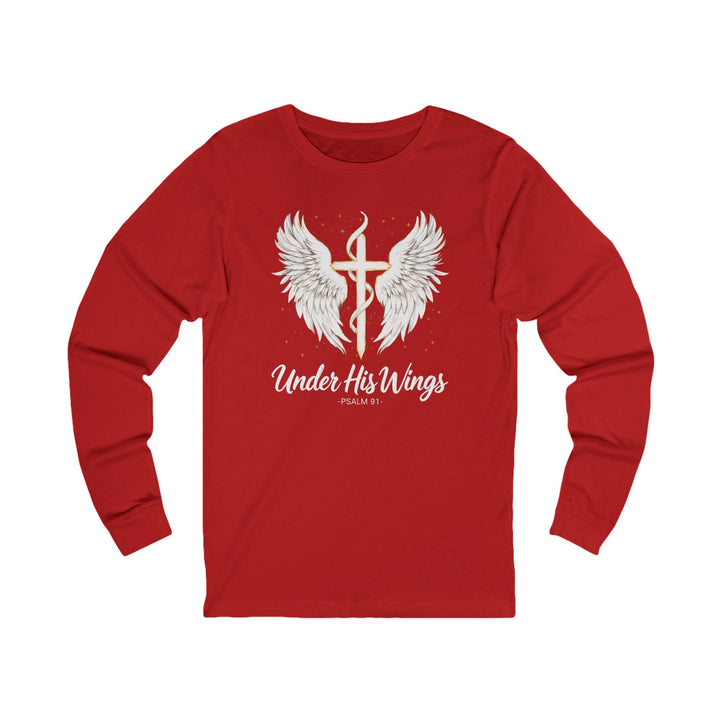 Under His Wings - Psalm 91 With Cross - Unisex Long-Sleeve Tee   Long-sleeve Joy & Country