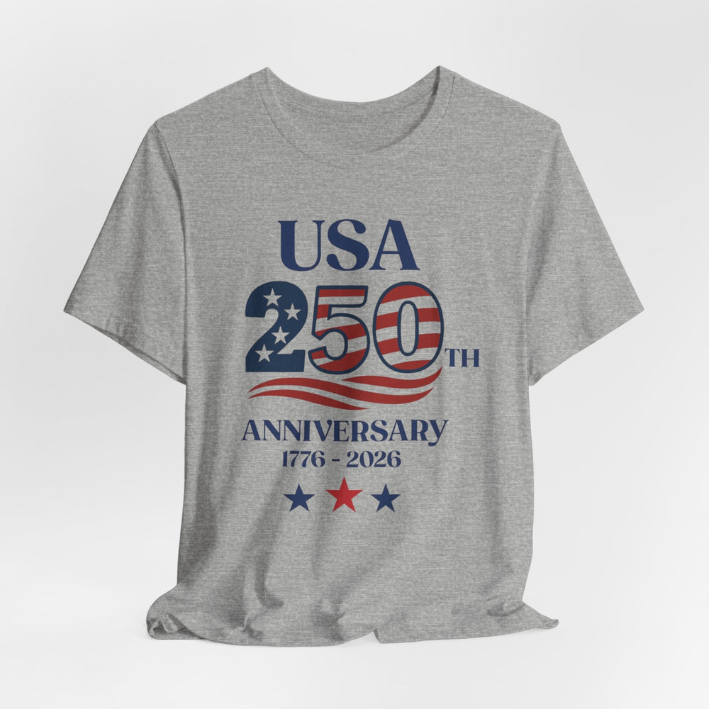 USA American Flag 250th Anniversary 1776-2026 - Unisex Crew-Neck Tee   T-Shirt Joy & Country