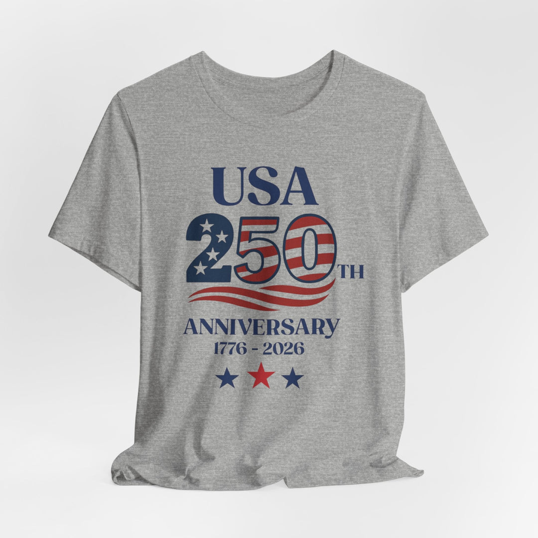 USA American Flag 250th Anniversary 1776-2026 - Unisex Crew-Neck Tee   T-Shirt Joy & Country