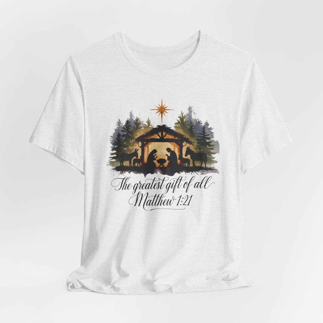 The Greatest Gift of All Matthew 1:21 - Unisex Crew-Neck Tee   T-Shirt Joy & Country